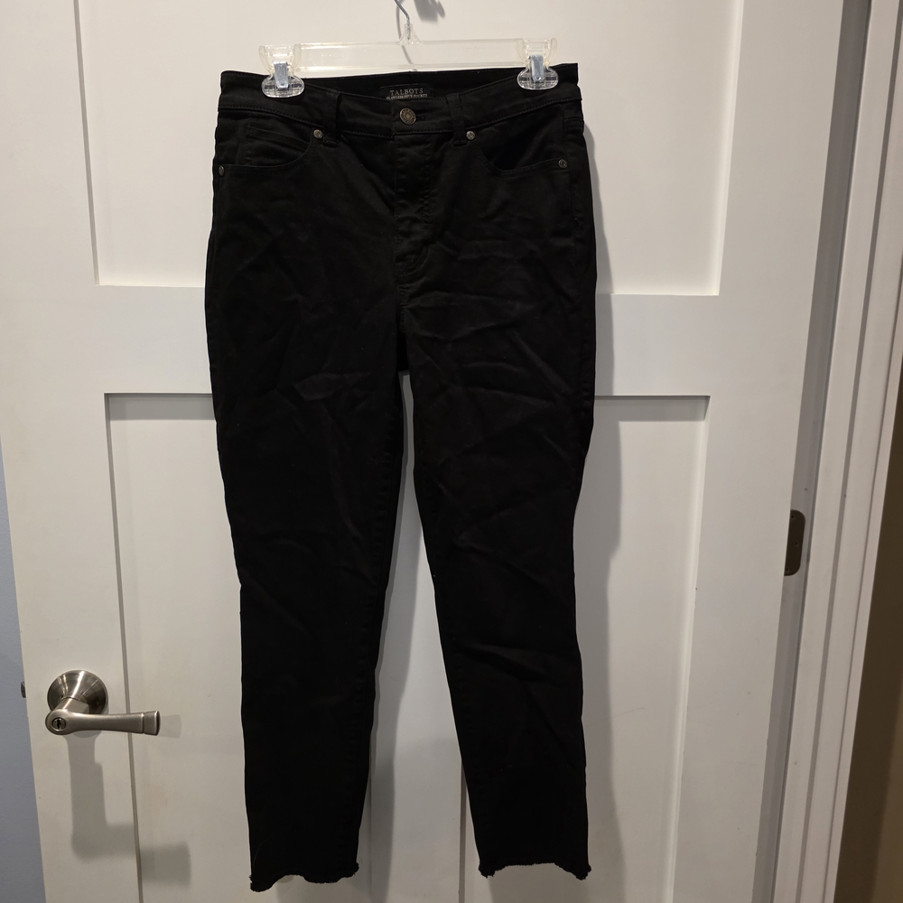 Talbots Womens Jeans Black Slim Straight High Waist Flawless Five Pocket Size 4P